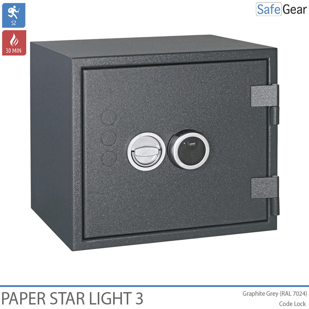 Paper Star Light 3 Brandsäkert Skåp - 5 pärmar - Inbrottstest Klass S2 / Brandtest 30 min