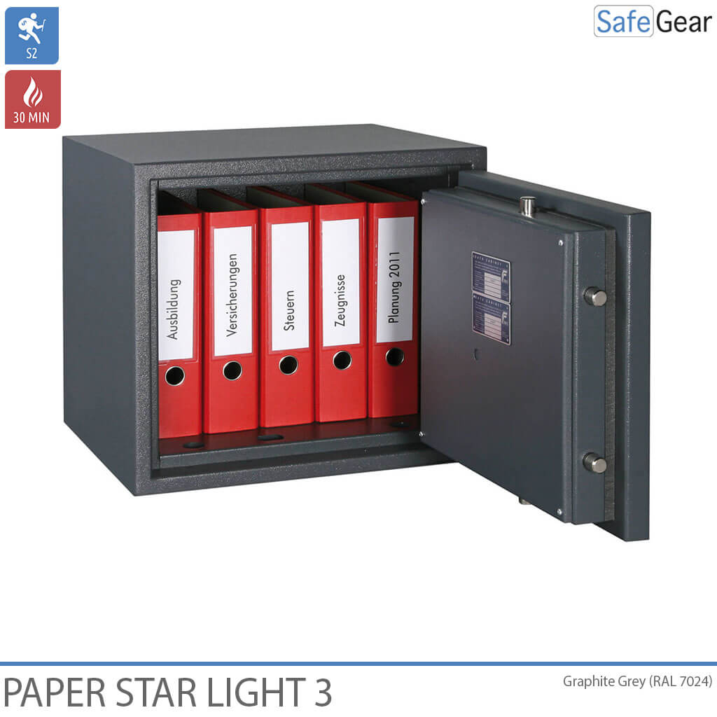 Paper Star Light 3 Brandsäkert Skåp - 5 pärmar - Inbrottstest Klass S2 / Brandtest 30 min