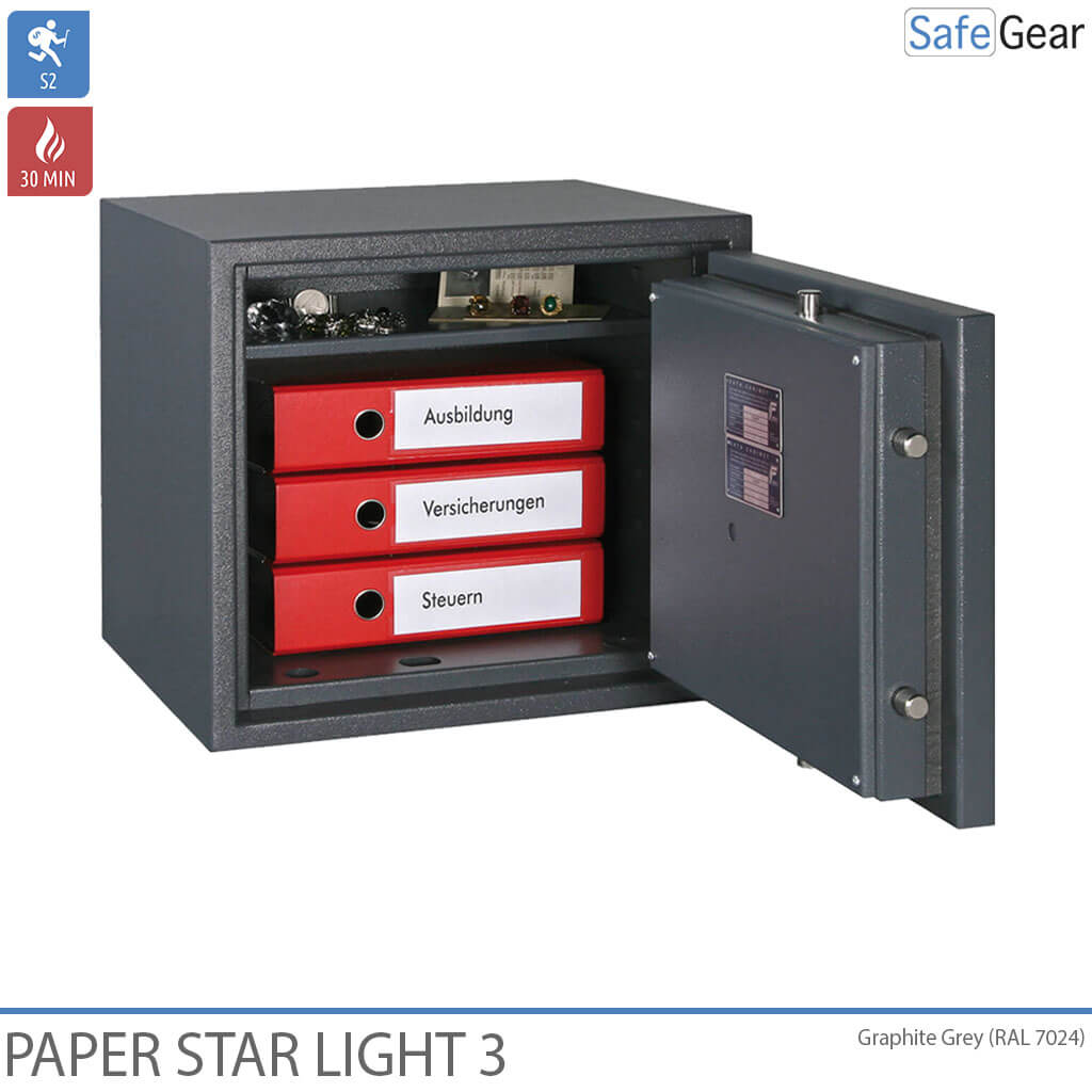 Paper Star Light 3 Brandsäkert Skåp - 5 pärmar - Inbrottstest Klass S2 / Brandtest 30 min