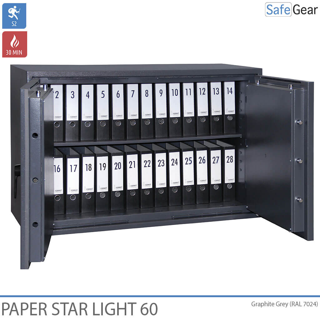 Paper Star Light 60 Dokumentskåp - 28 pärmar - Inbrottstest S2 / Brandtest 30 min