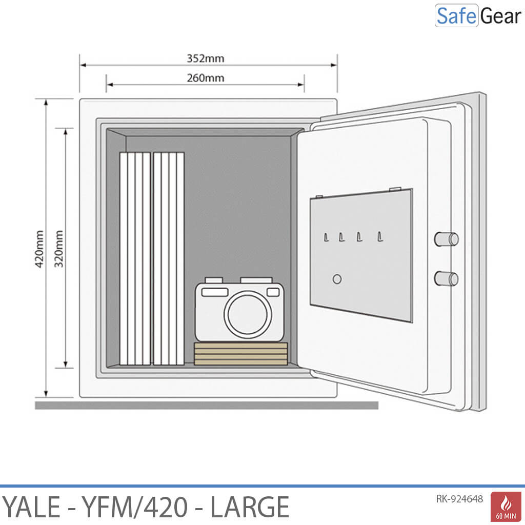 Yale YFM420 Brandsäkert (25 L) stort värdeskåp – Brandskydd 60 min