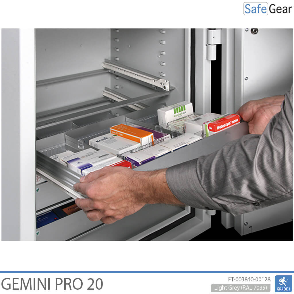 Gemini Pro 20 - Apoteksskåp (141 Liter) - 4 lådor - Inbrottstest Klass I