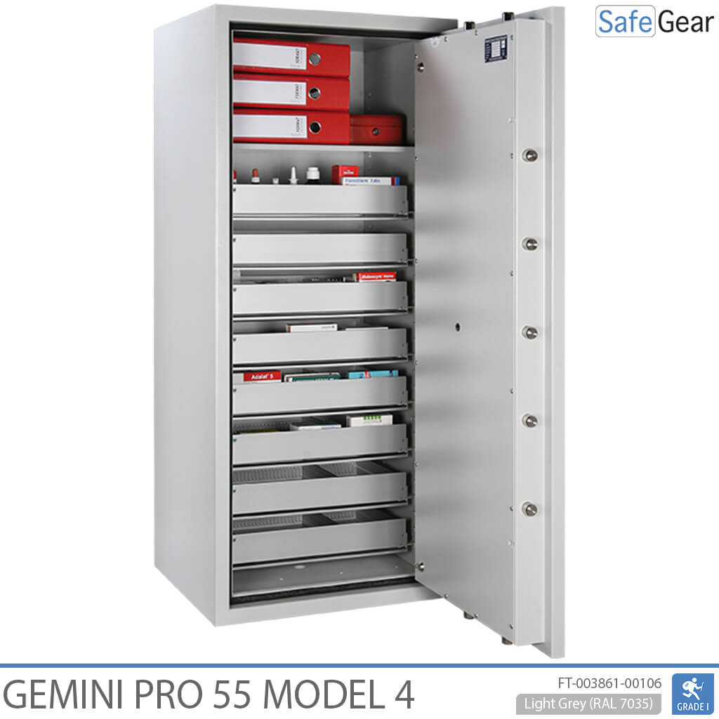 Gemini Pro 55 – apoteksskåp (292 liter) – 7 lådor – 1 hylla – inbrottstest Klass 1