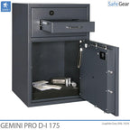 Gemini Pro D-I 340 deposit safe with the deposit drawer and safe door open