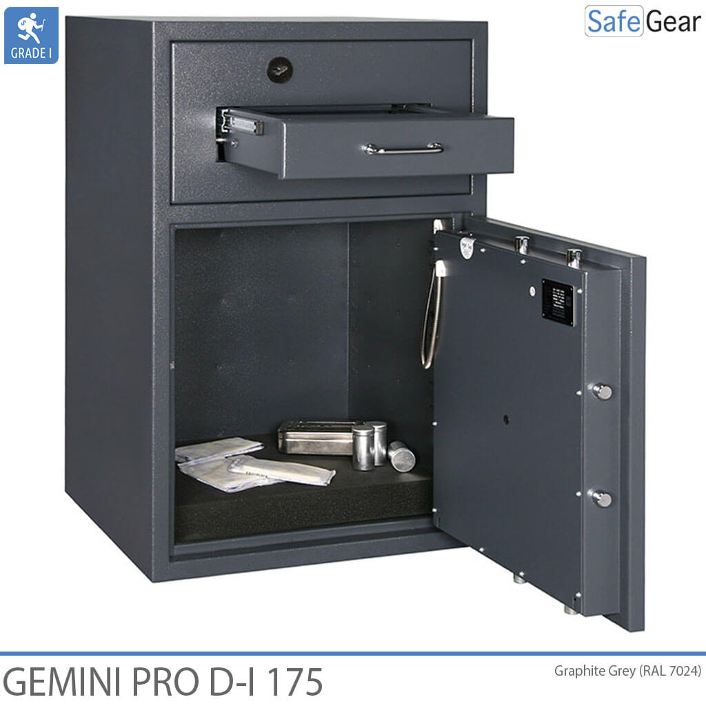 Gemini Pro D-I 340 deposit safe with the deposit drawer and safe door open