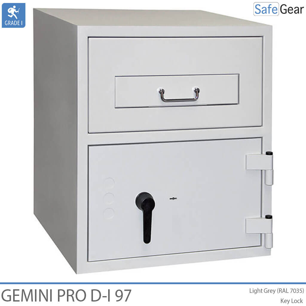 Gemini Pro D-I 97 deposit safe, front view with the deposit drawer closed