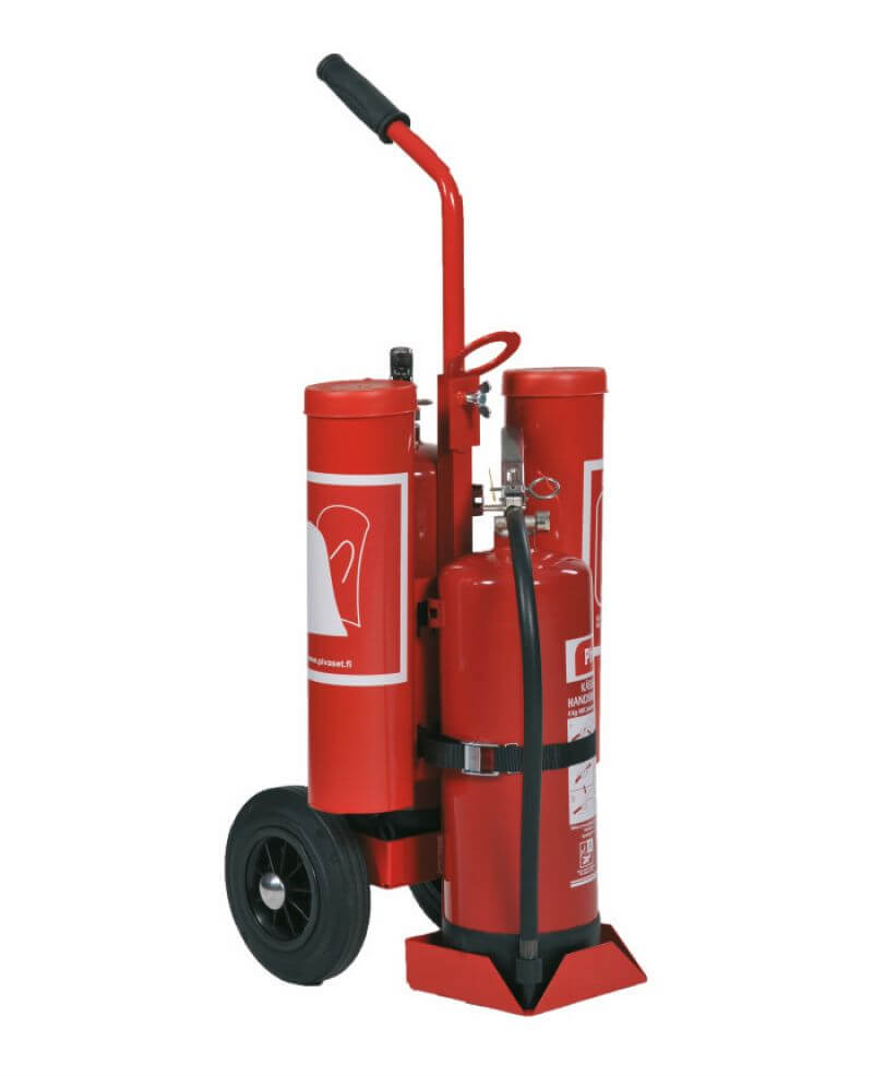 Vagn för Brandsläckare (2 x 6 kg) och Brandfilt / ögonsköljning
