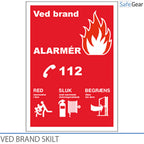 Vid brand – skylt – 210 x 297 mm – självhäftande vinyl