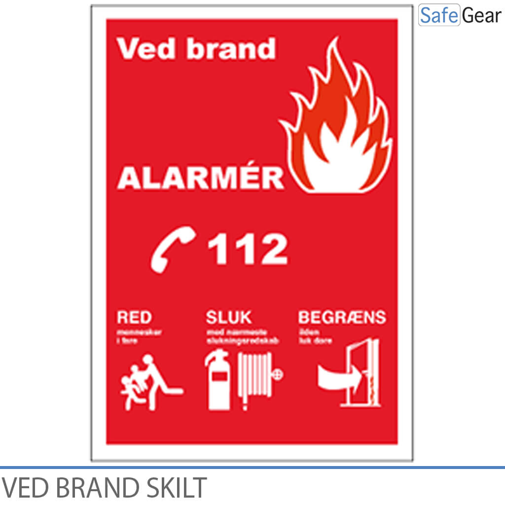Vid brand – skylt – 210 x 297 mm – självhäftande vinyl