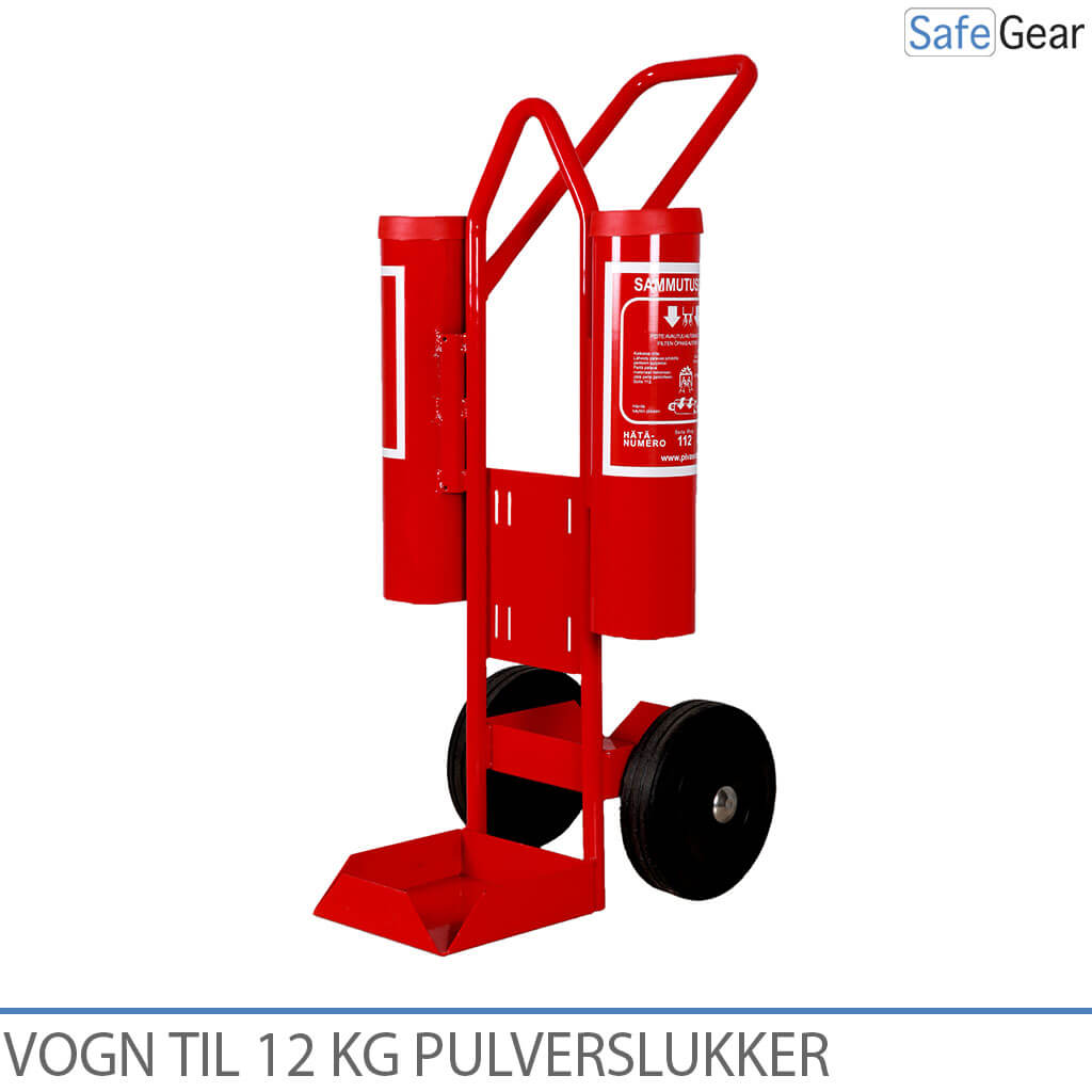 Vagn för två Brandsläckare (12 kg) och Brandfilt/ögonspolning